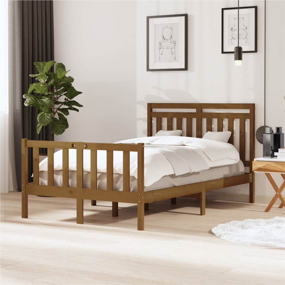 

Bed Frame Honey Brown Solid Wood 120x200 cm 4FT Small Double