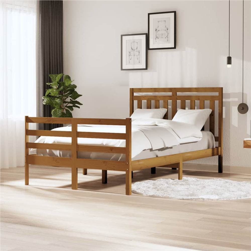 

Bed Frame Honey Brown Solid Wood 120x200 cm 4FT Small Double