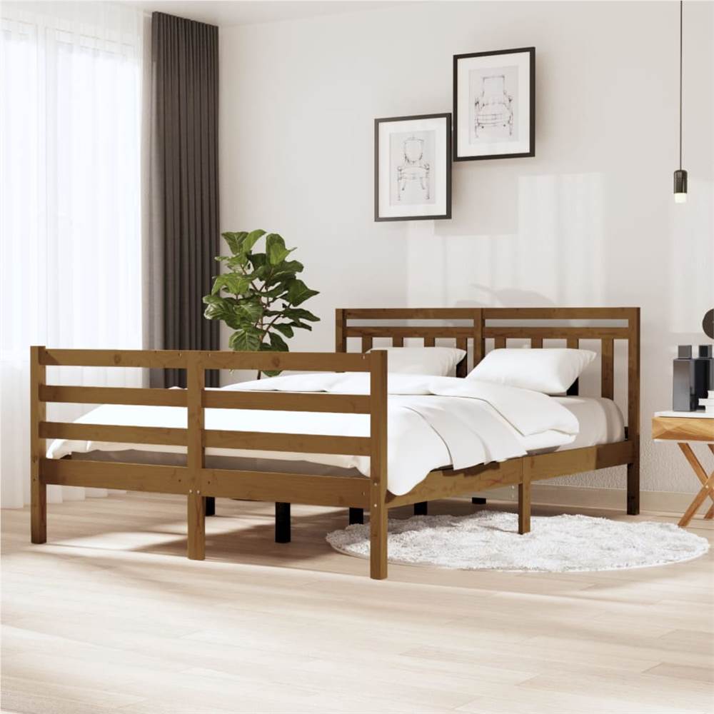 

Bed Frame Honey Brown Solid Wood 140x200 cm 4FT6 Double