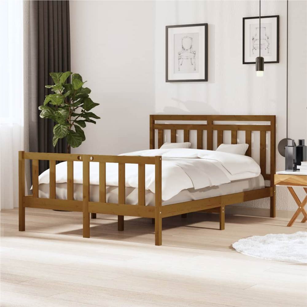 

Bed Frame Honey Brown Solid Wood 140x200 cm 4FT6 Double