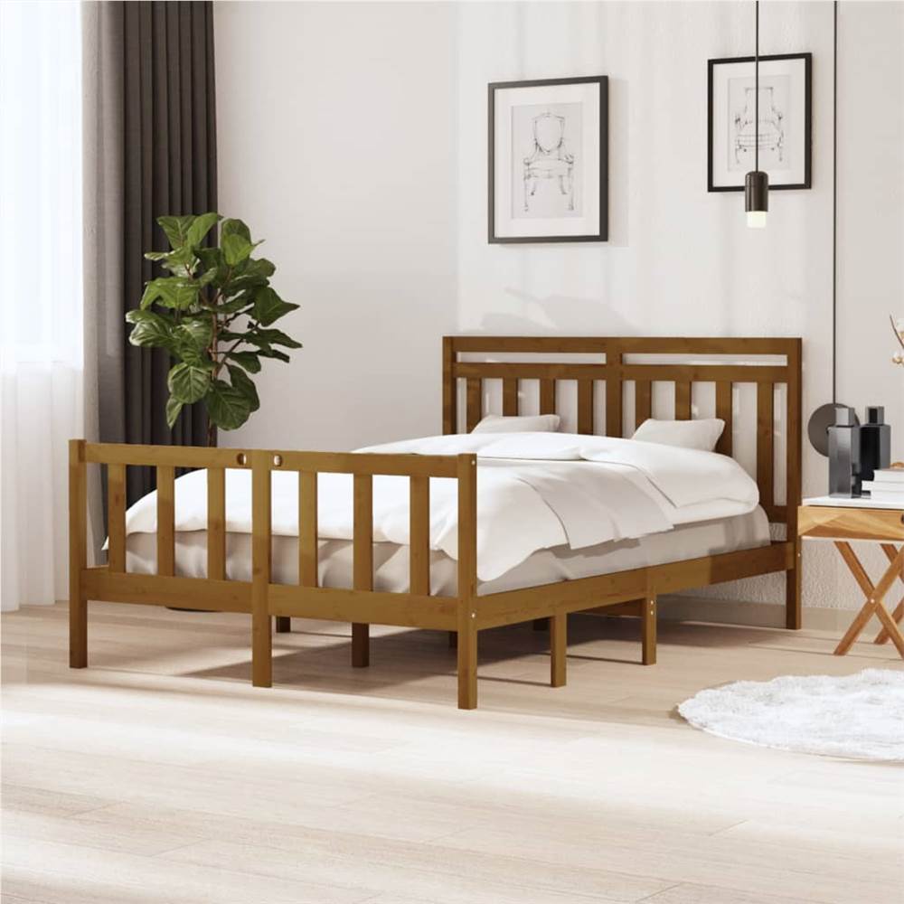 

Bed Frame Honey Brown Solid Wood 140x200 cm 4FT6 Double