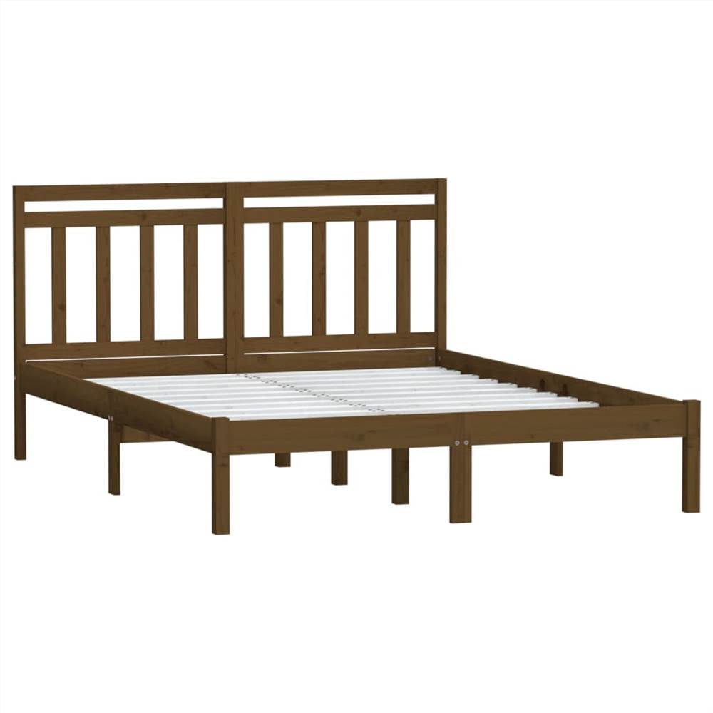 

Bed Frame Honey Brown Solid Wood 160x200 cm 5FT King Size