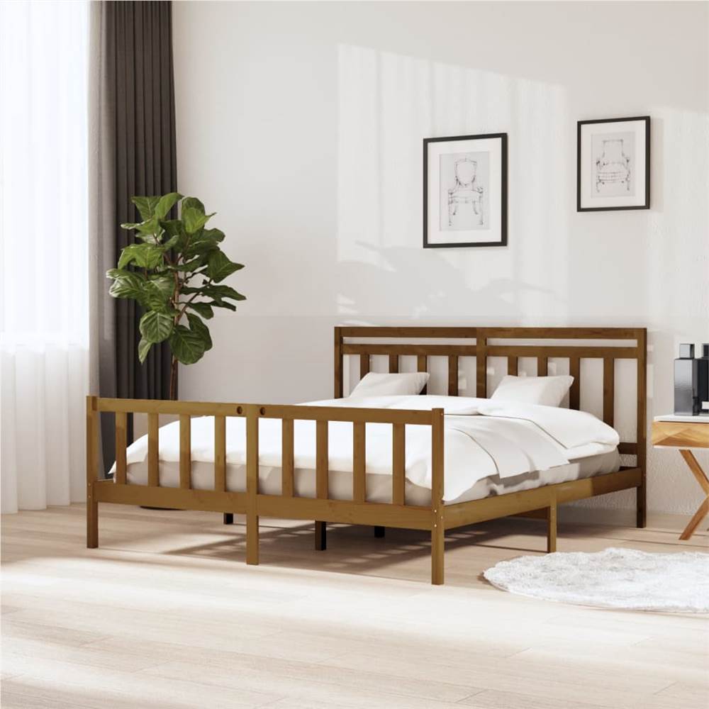 

Bed Frame Honey Brown Solid Wood 180x200 cm 6FT Super King