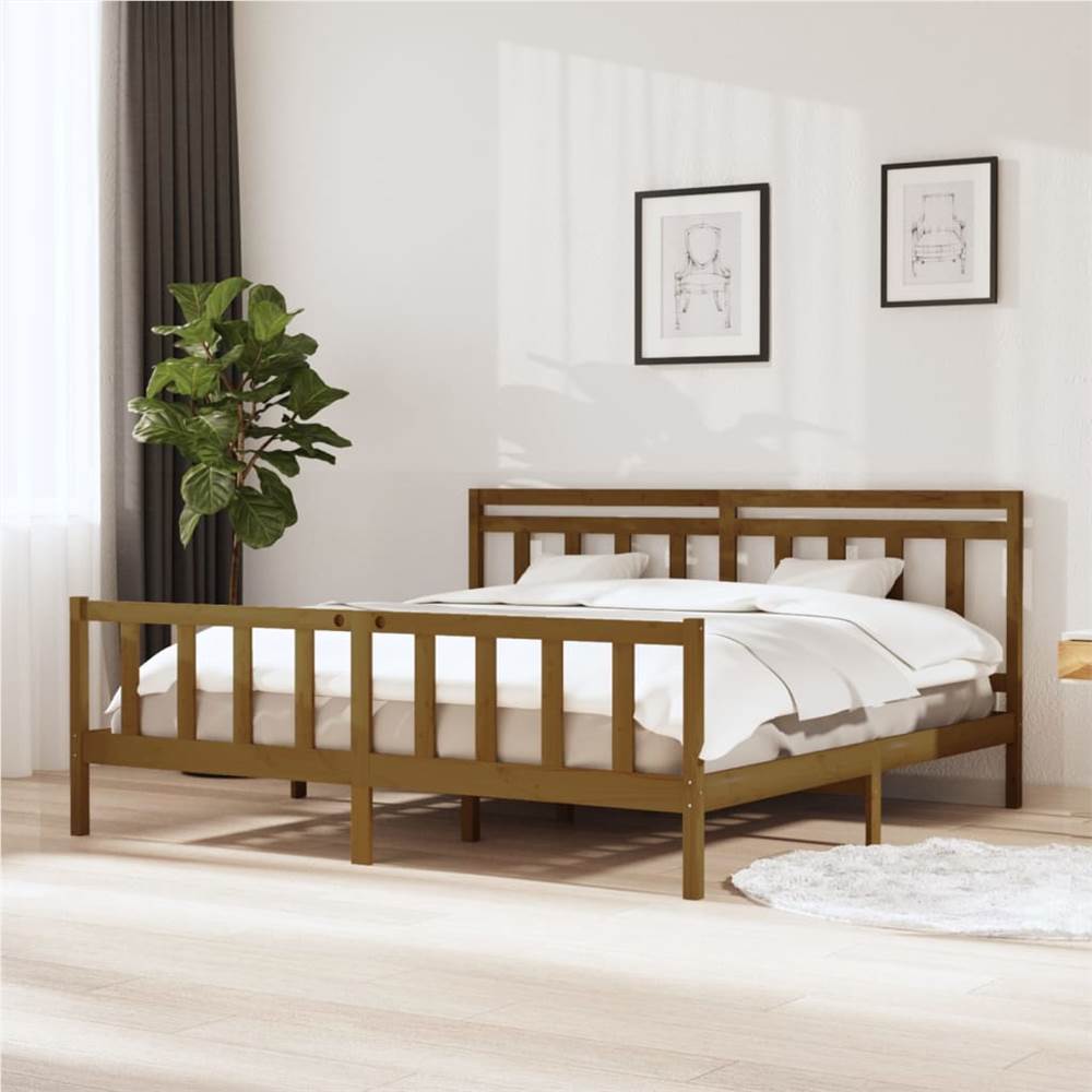 

Bed Frame Honey Brown Solid Wood 200x200 cm Super King