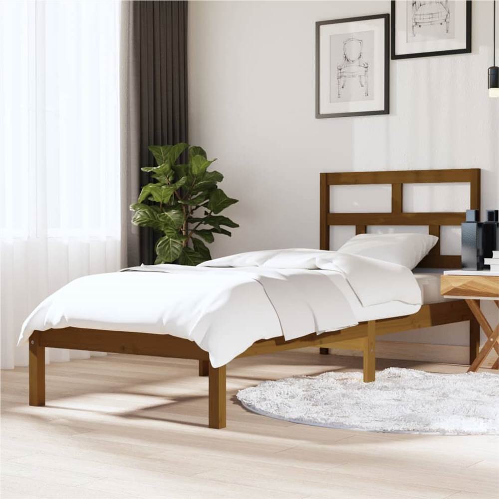 

Bed Frame Honey Brown Solid Wood 75x190 cm 2FT6 Small Single