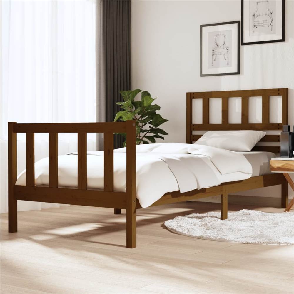 

Bed Frame Honey Brown Solid Wood 90x200 cm 3FT Single