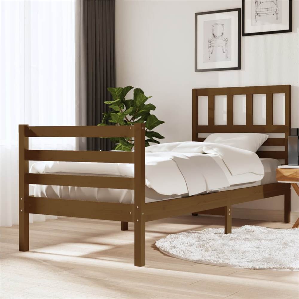 

Bed Frame Honey Brown Solid Wood 90x200 cm 3FT Single