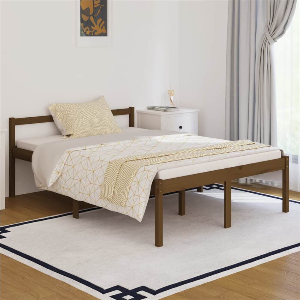 

Bed Frame Honey Brown Solid Wood Pine 140x190 cm Double