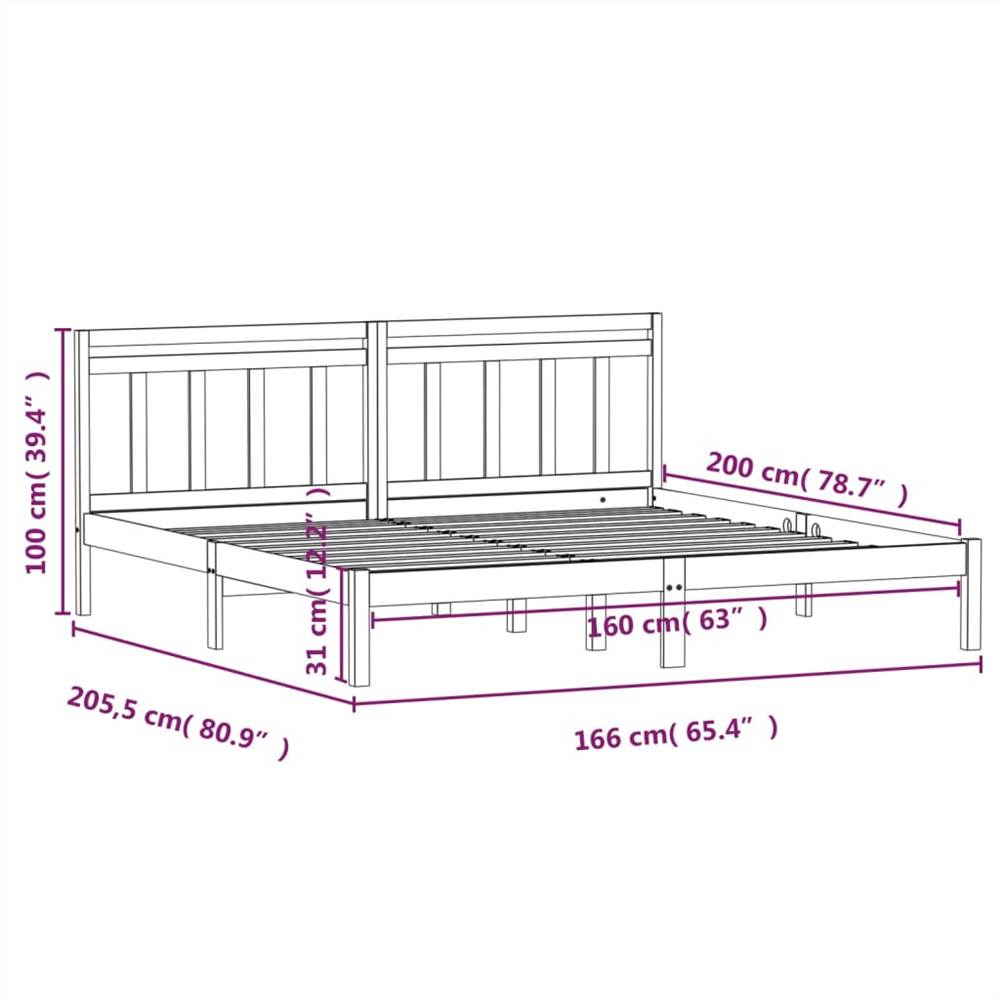 Bed Frame Honey Brown Solid Wood Pine 160x200 cm 5FT King Size