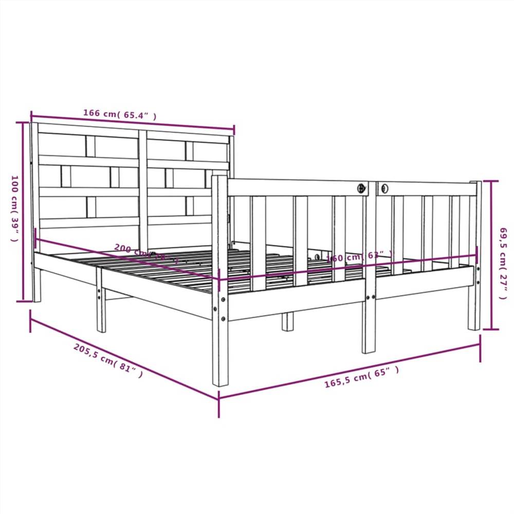 Bed Frame Honey Brown Solid Wood Pine 160x200 cm 5FT King Size