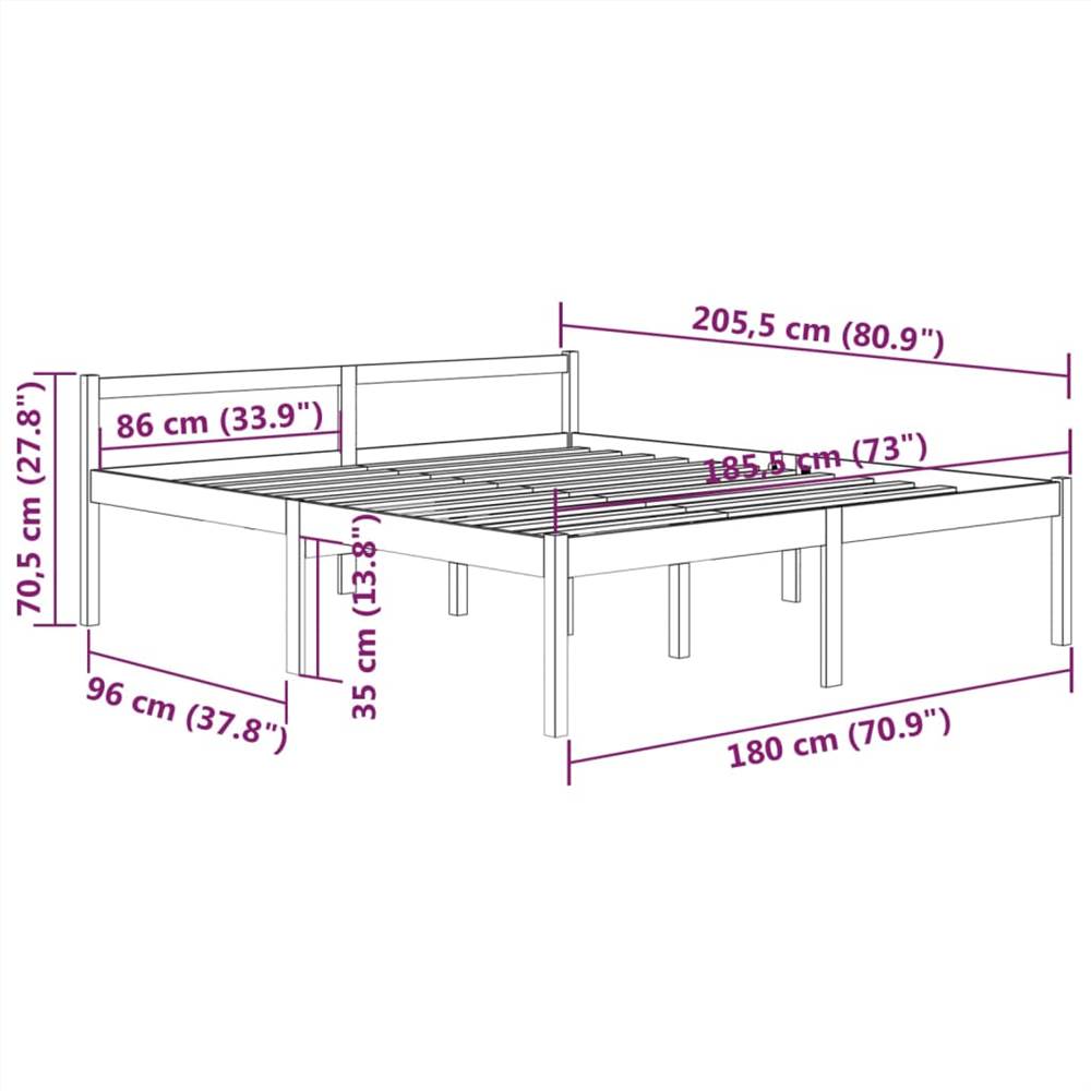Bed Frame Honey Brown Solid Wood Pine 180x200cm 6FT Super King