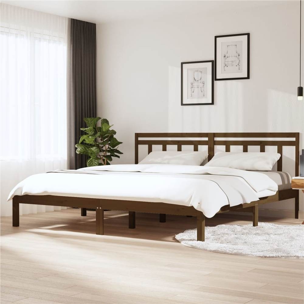 Bed Frame Honey Brown Solid Wood Pine 200x200 cm Super King