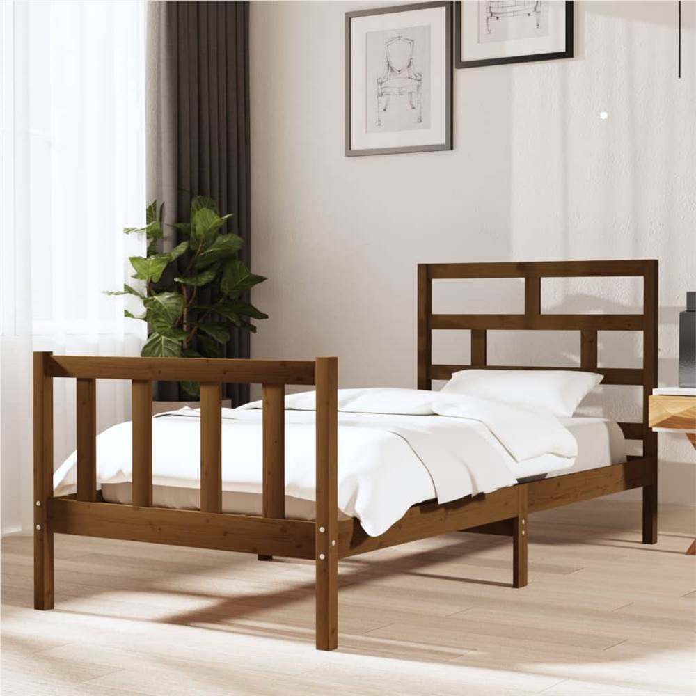 

Bed Frame Honey Brown Solid Wood Pine 90x200 cm 3FT Single