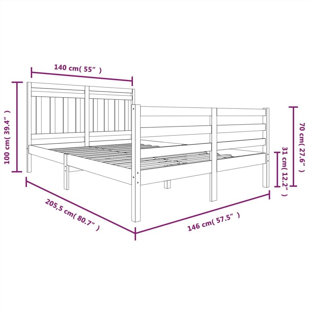 Bed Frame Solid Wood 140x200 cm 4FT6 Double