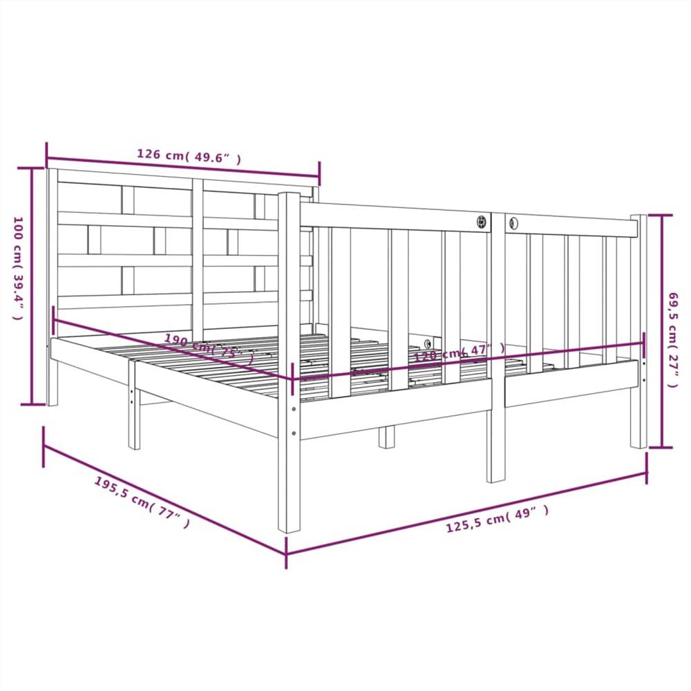 Bed Frame Solid Wood Pine 120x190 cm 4FT Small Double