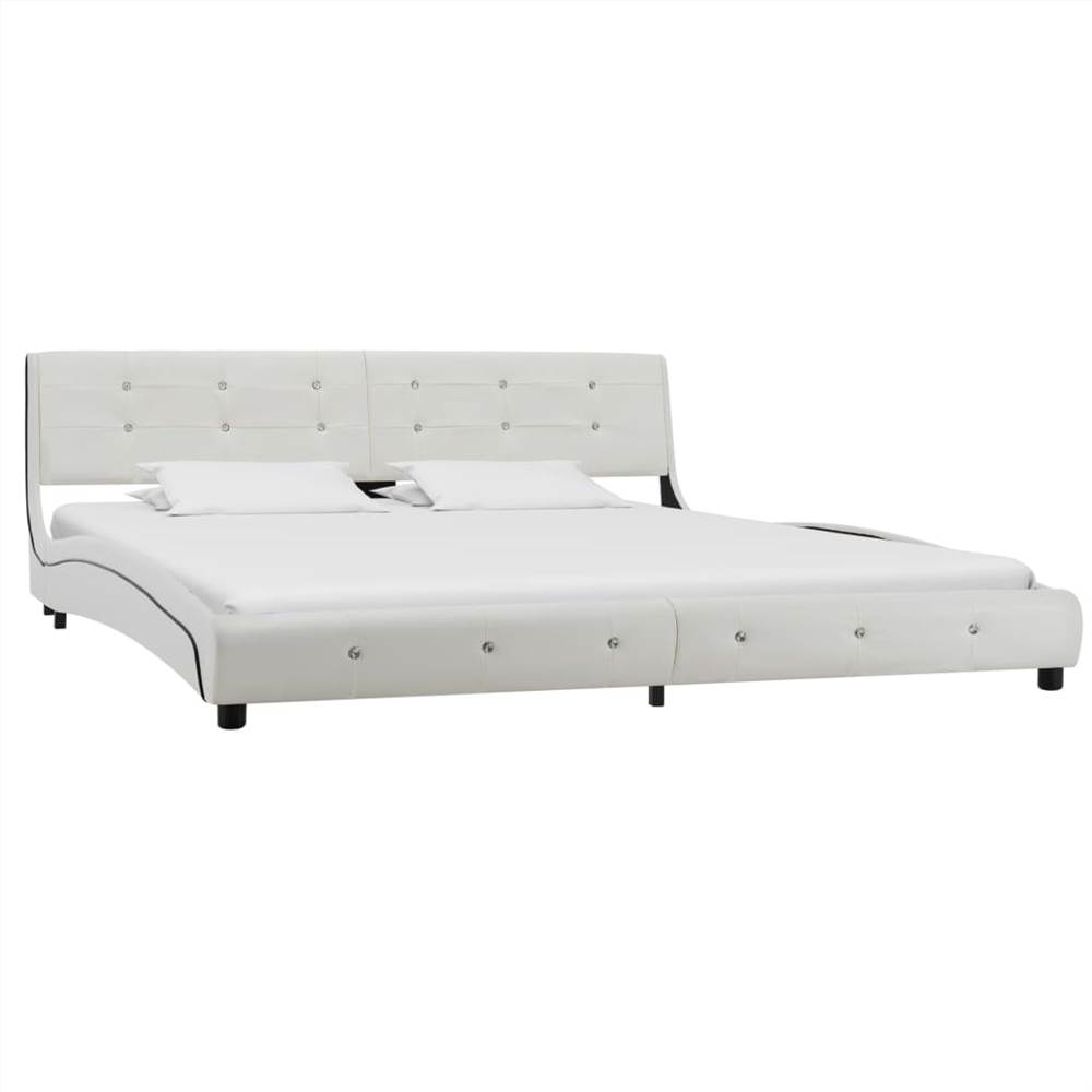 

Bed Frame White Faux Leather 180x200 cm 6FT Super King