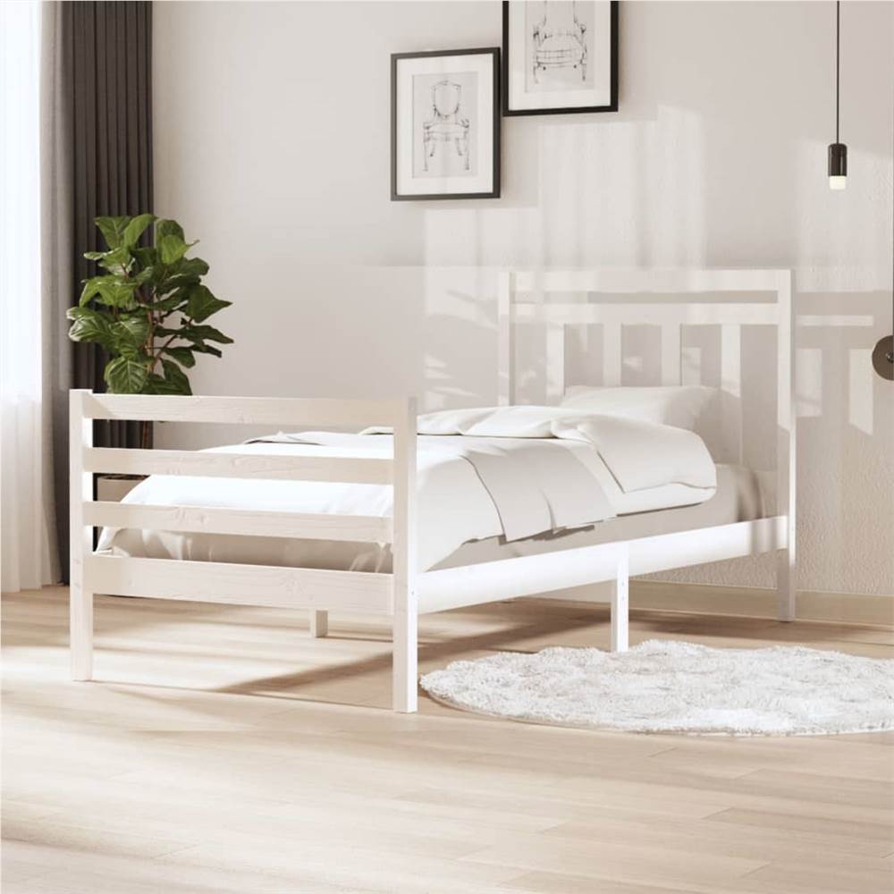 

Bed Frame White Solid Wood 100x200 cm