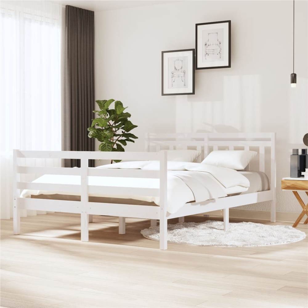 

Bed Frame White Solid Wood 140x200 cm 4FT6 Double