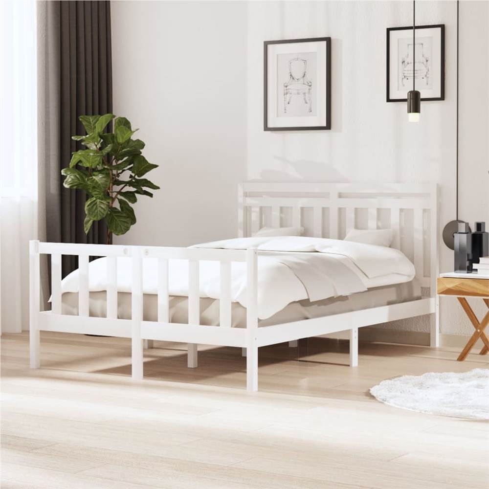 

Bed Frame White Solid Wood 140x200 cm 4FT6 Double