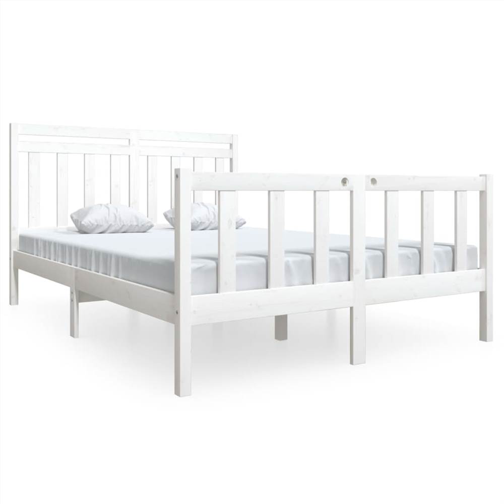 Bed Frame White Solid Wood 140x200 cm 4FT6 Double