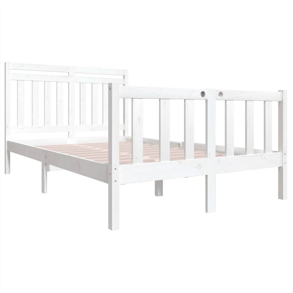 Bed Frame White Solid Wood 140x200 cm 4FT6 Double