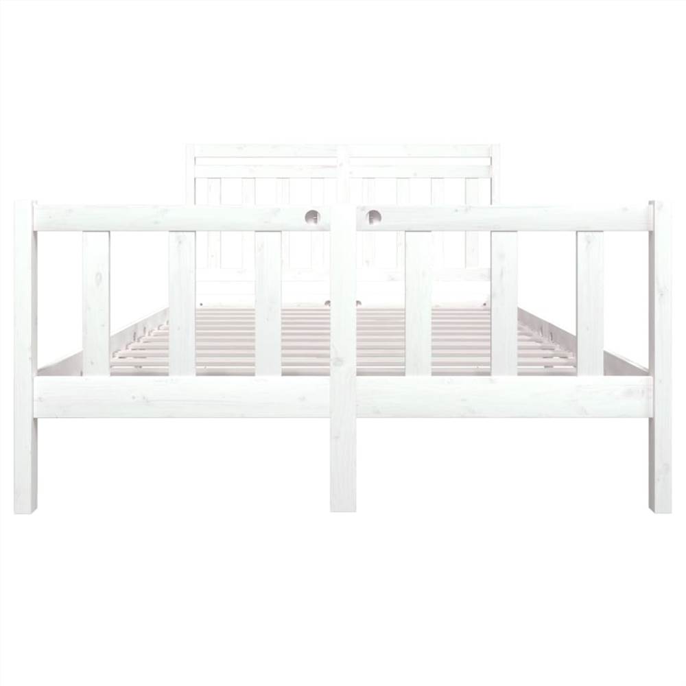 Bed Frame White Solid Wood 140x200 cm 4FT6 Double