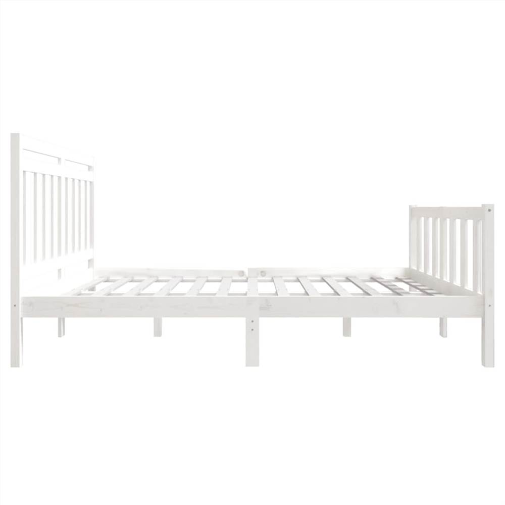 Bed Frame White Solid Wood 140x200 cm 4FT6 Double