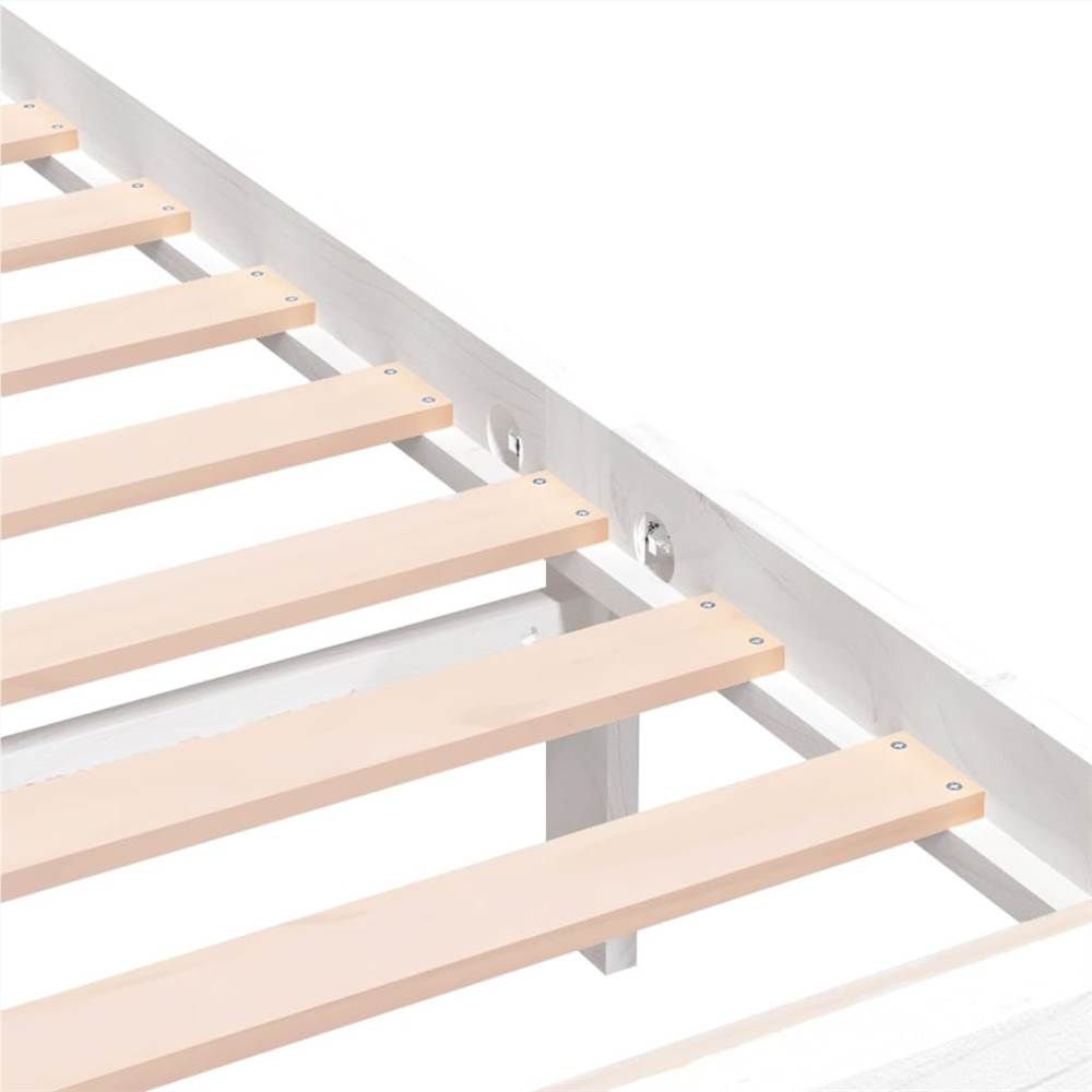 Bed Frame White Solid Wood 140x200 cm 4FT6 Double