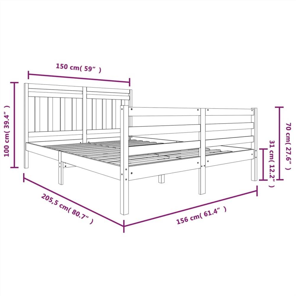 Bed Frame White Solid Wood 150x200 cm 5FT King Size