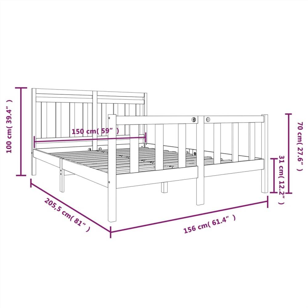 Bed Frame White Solid Wood 160x200 cm 5FT King Size