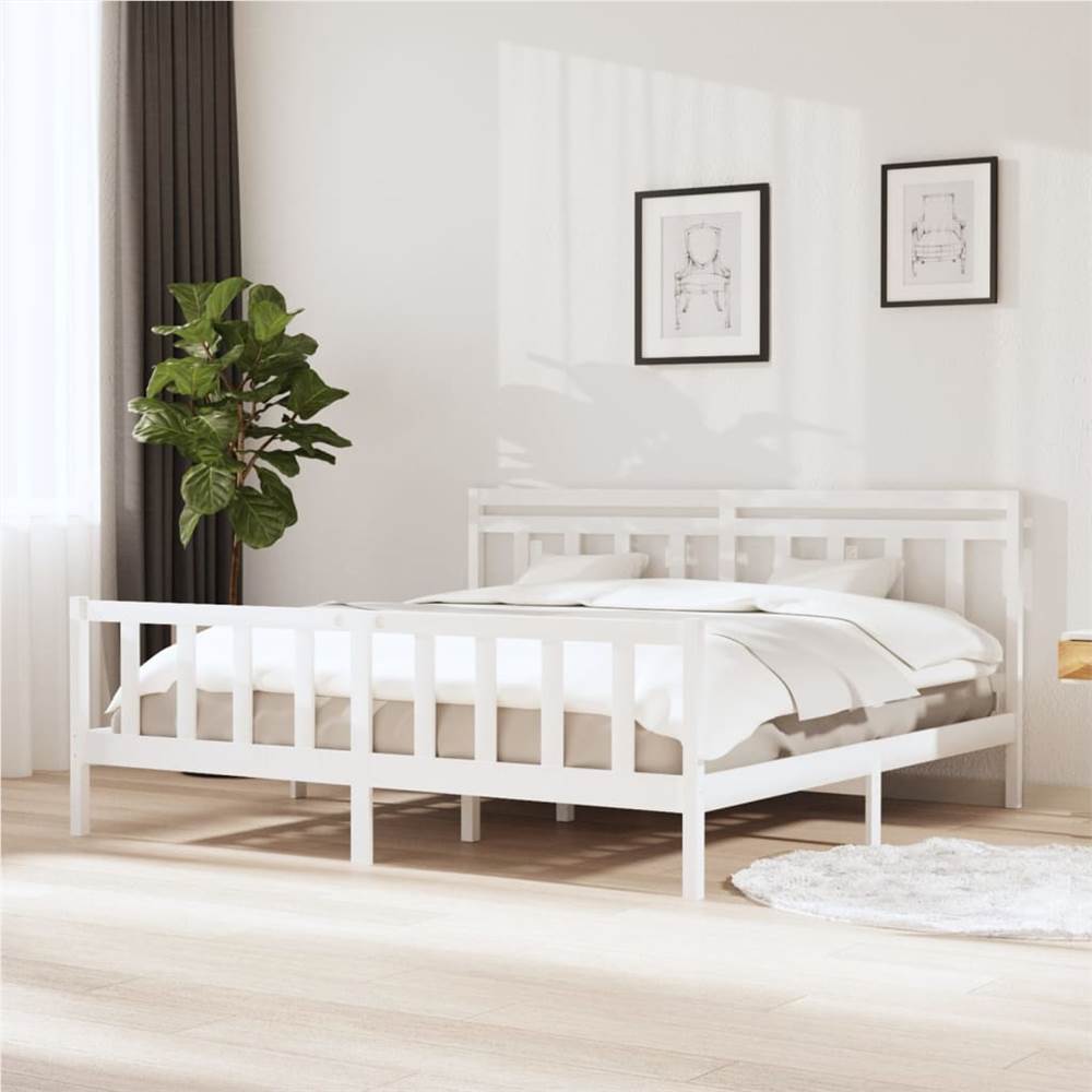 

Bed Frame White Solid Wood 200x200 cm Super King