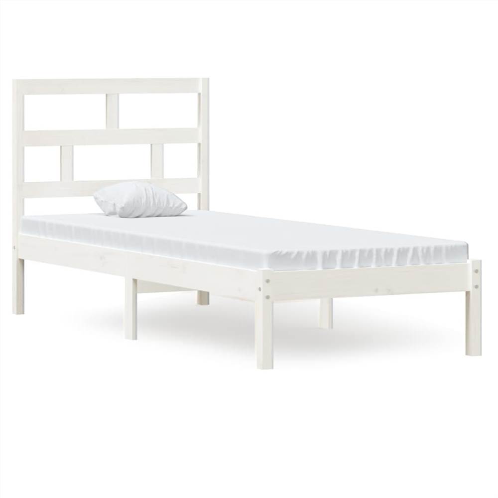 Bed Frame White Solid Wood 75x190 cm 2FT6 Small Single