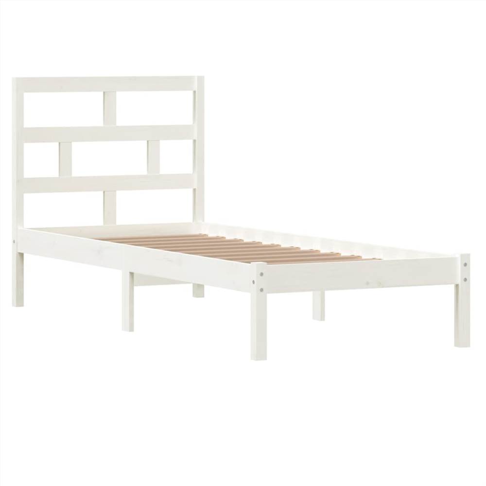 Bed Frame White Solid Wood 75x190 cm 2FT6 Small Single