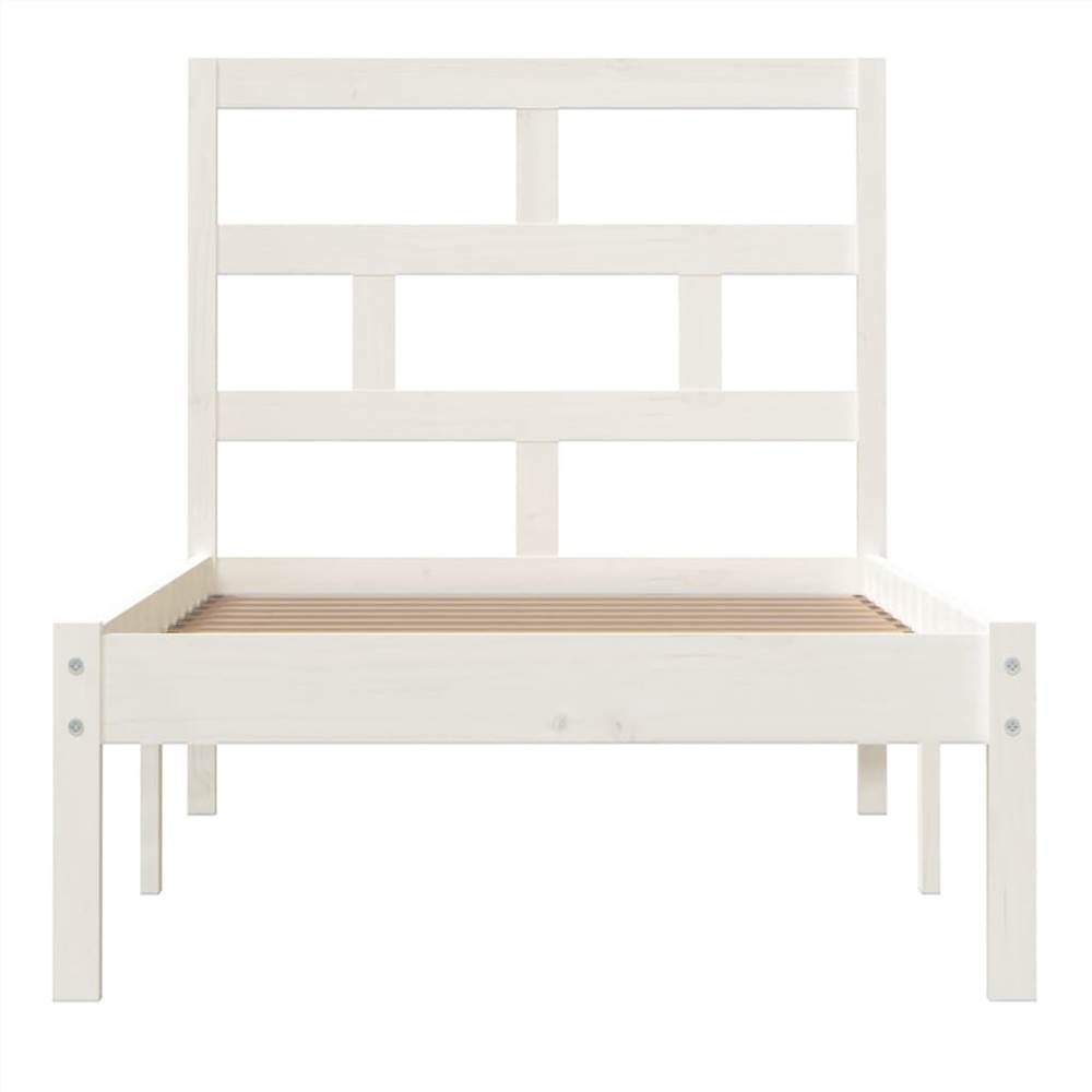 Bed Frame White Solid Wood 75x190 cm 2FT6 Small Single