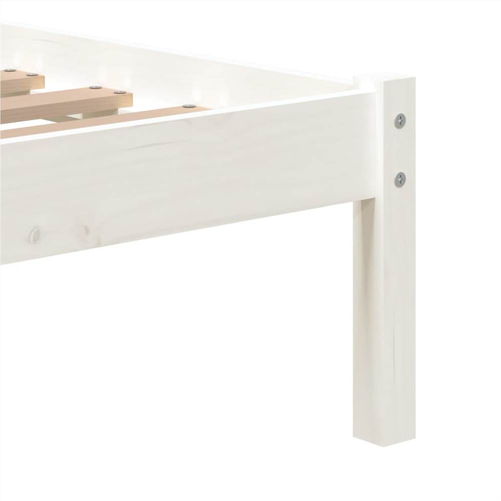 Bed Frame White Solid Wood 75x190 cm 2FT6 Small Single