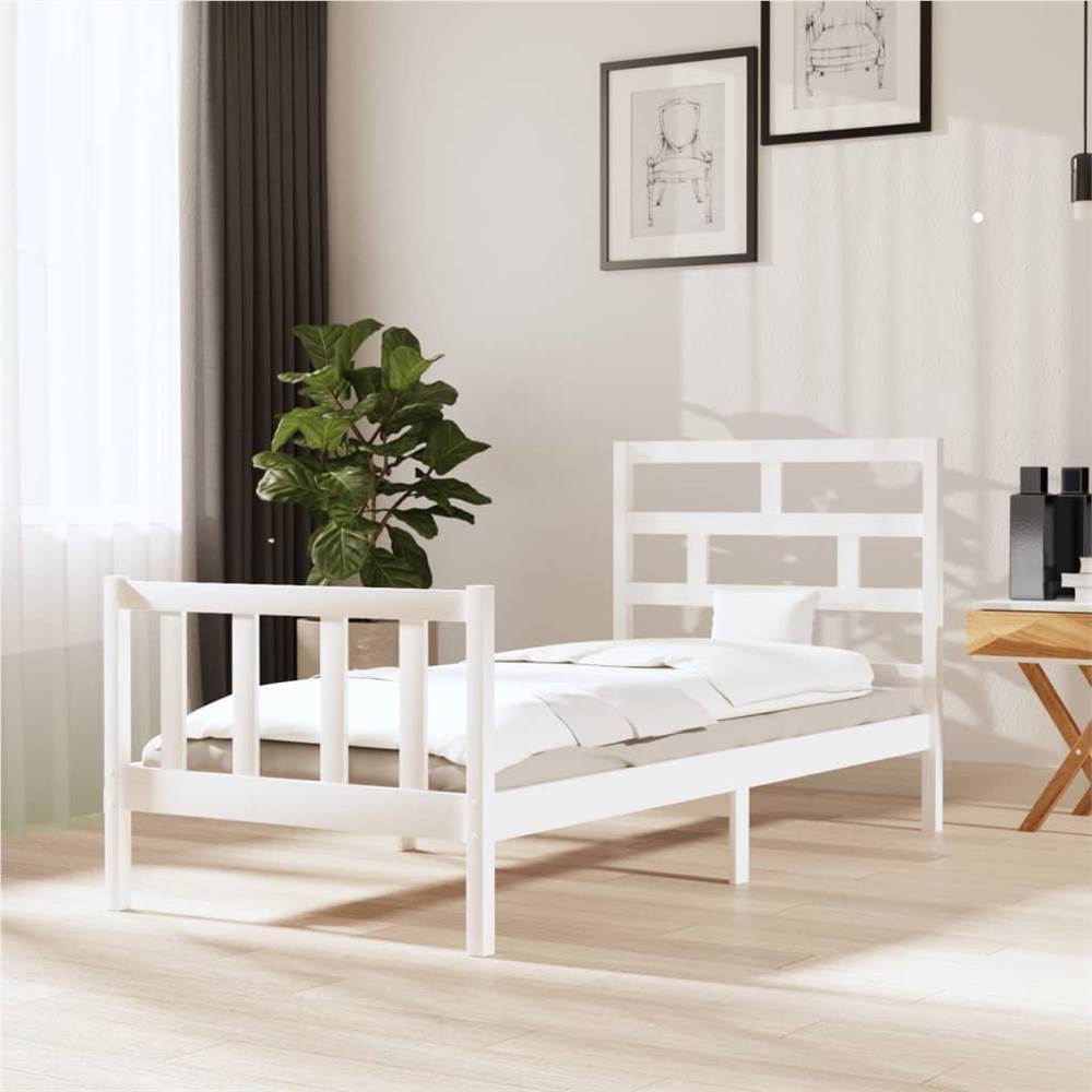 

Bed Frame White Solid Wood Pine 100x200 cm Single