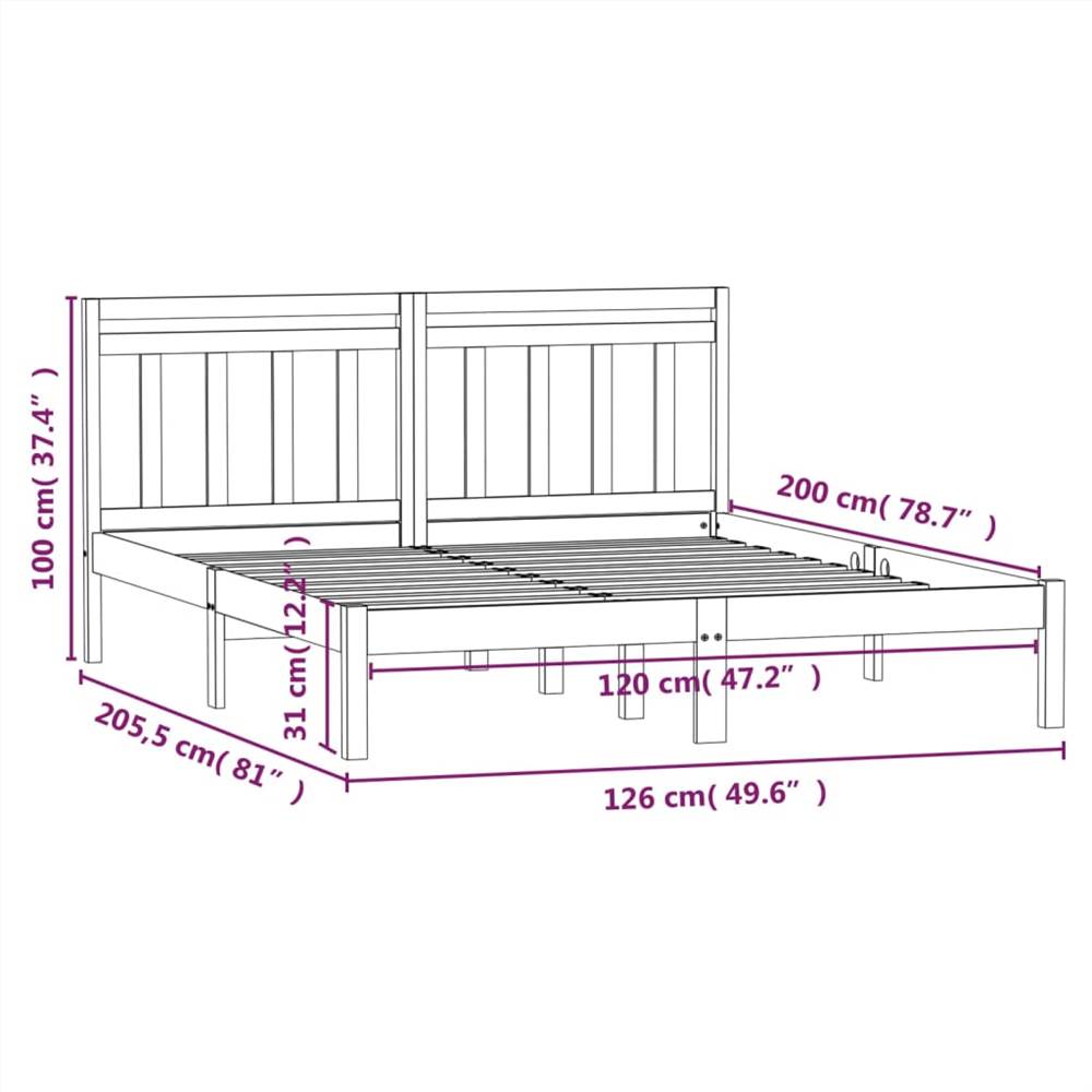 Bed Frame White Solid Wood Pine 120x200 cm 4FT Small Double