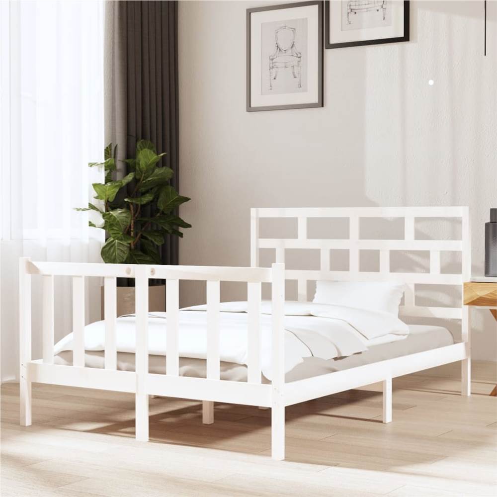 

Bed Frame White Solid Wood Pine 135x190 cm 4FT6 Double