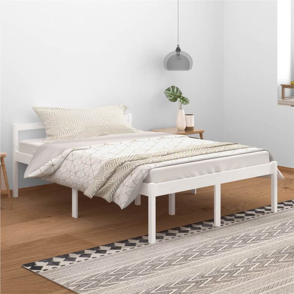 

Bed Frame White Solid Wood Pine 140x200 cm Double