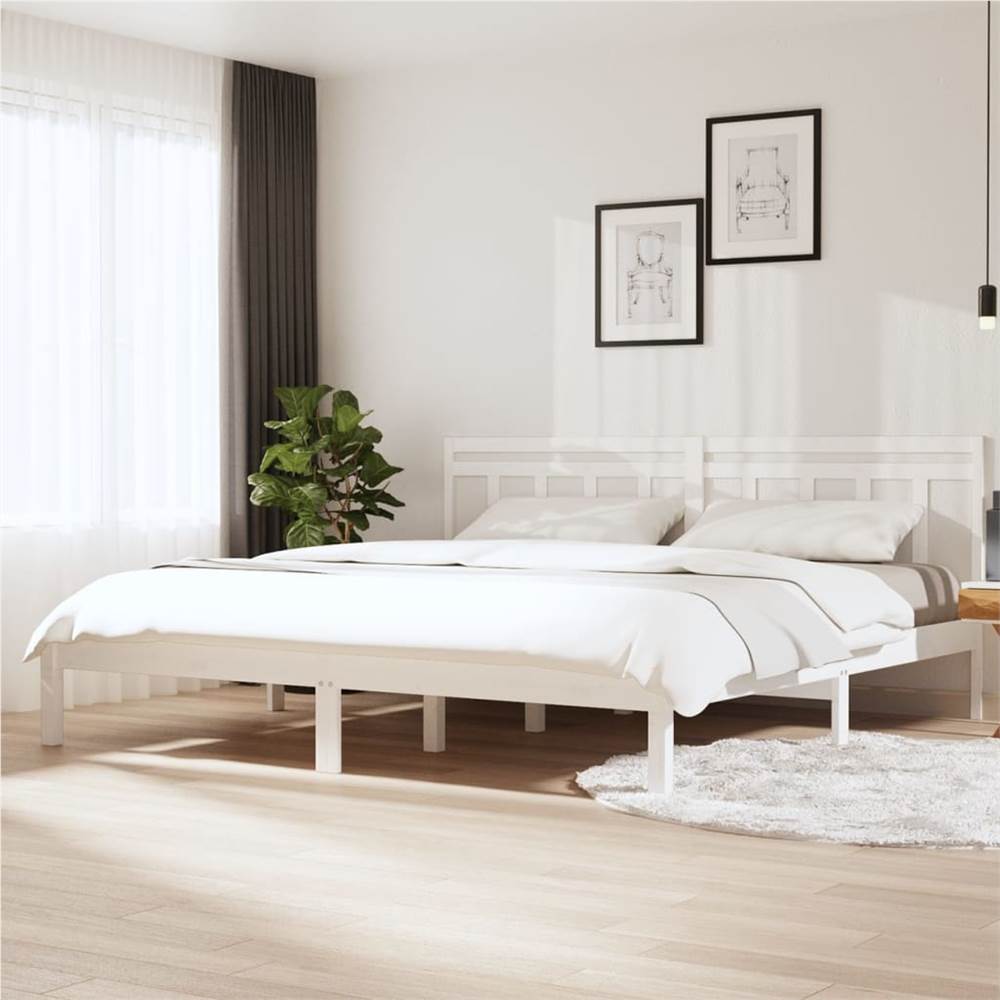 

Bed Frame White Solid Wood Pine 160x200 cm 5FT King Size