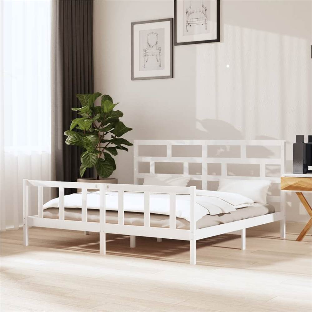 

Bed Frame White Solid Wood Pine 200x200 cm Super King