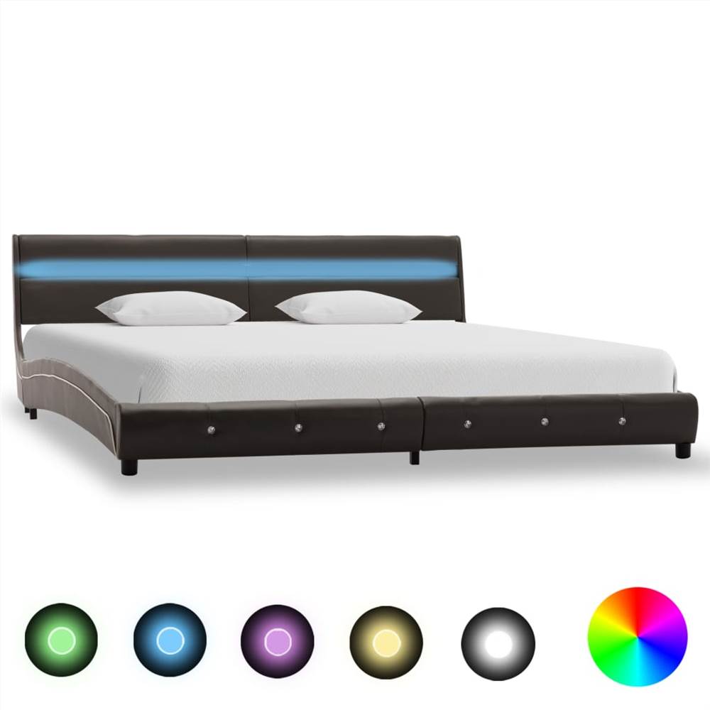 

Bed Frame with LED Grey Faux Leather 180x200 cm