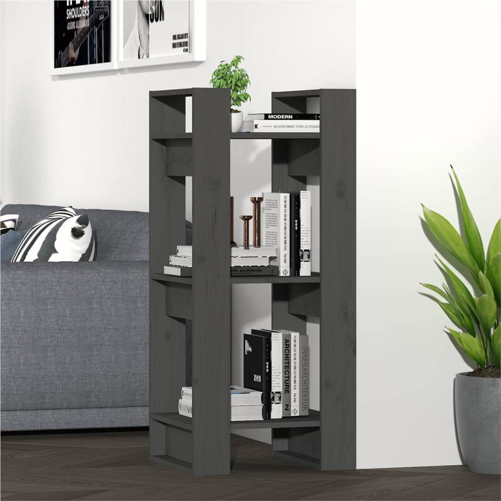 

Book Cabinet/Room Divider Grey 41x35x91 cm Solid Wood Pine