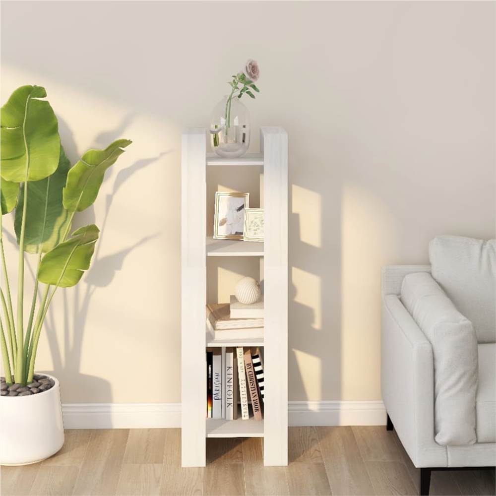 Book Cabinet/Room Divider White 41x35x125 cm Solid Wood Pine