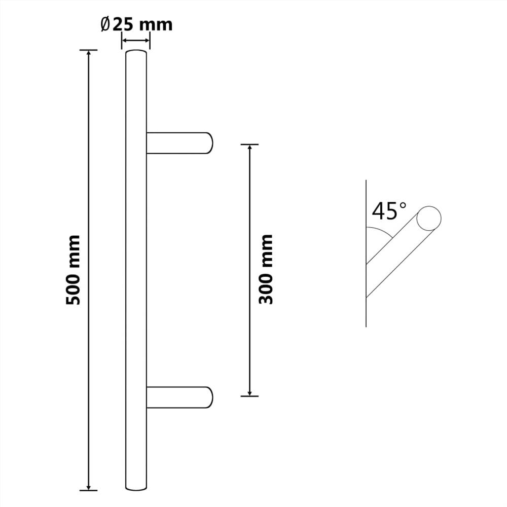 Door Handle and Door Bar Set PZ 500 mm Stainless Steel