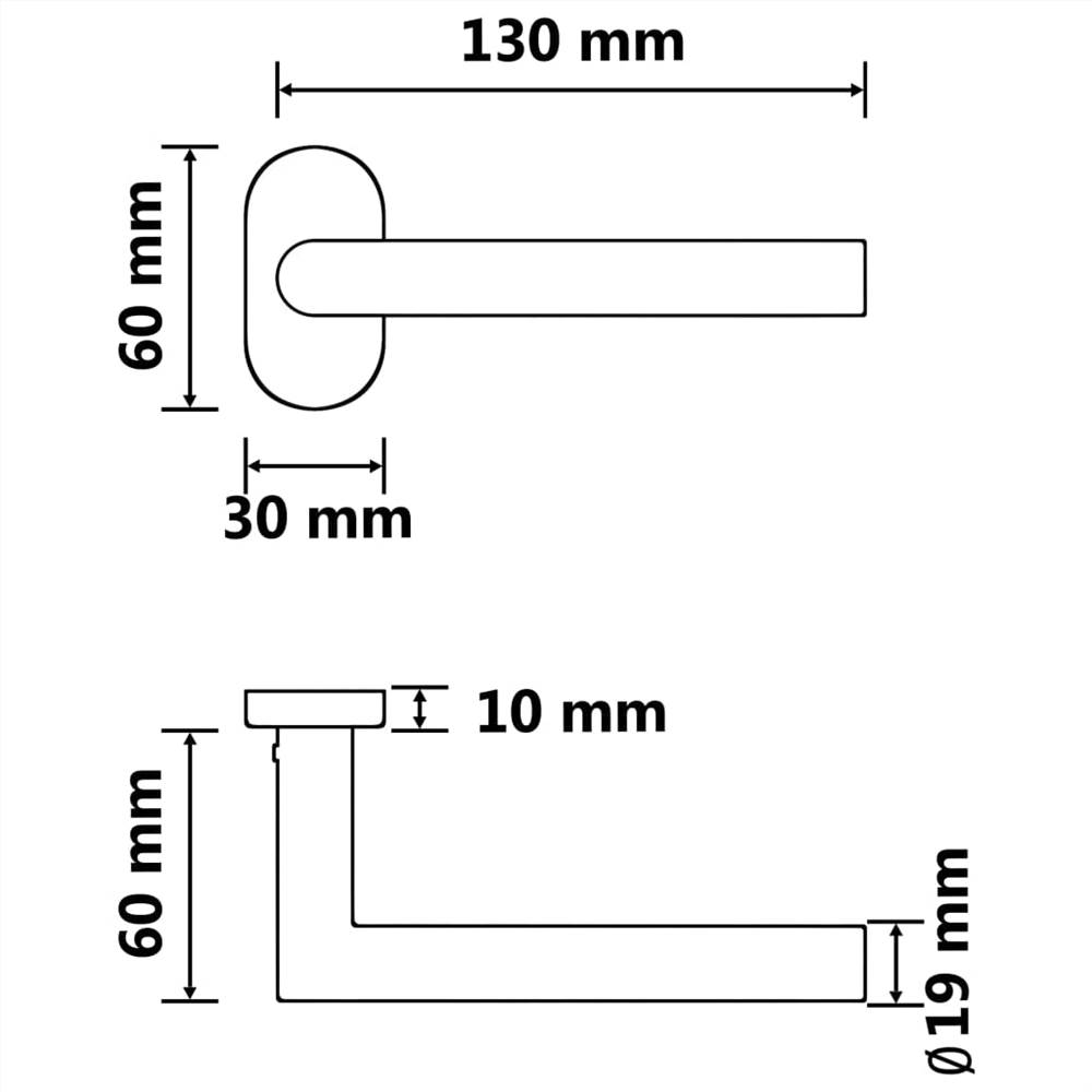 Door Handle and Door Bar Set PZ 500 mm Stainless Steel