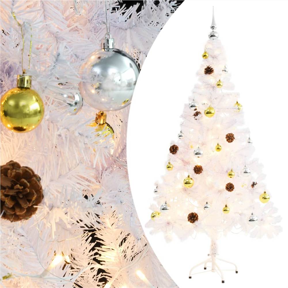 

Faux Christmas Tree Decorated with Baubles and LEDs 150cm White