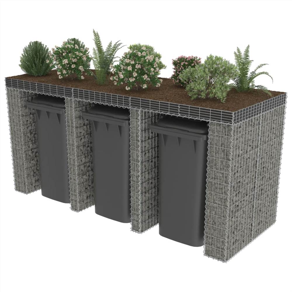 Gabion Wall for Garbage Bin Galvanised Steel 270x100x130 cm