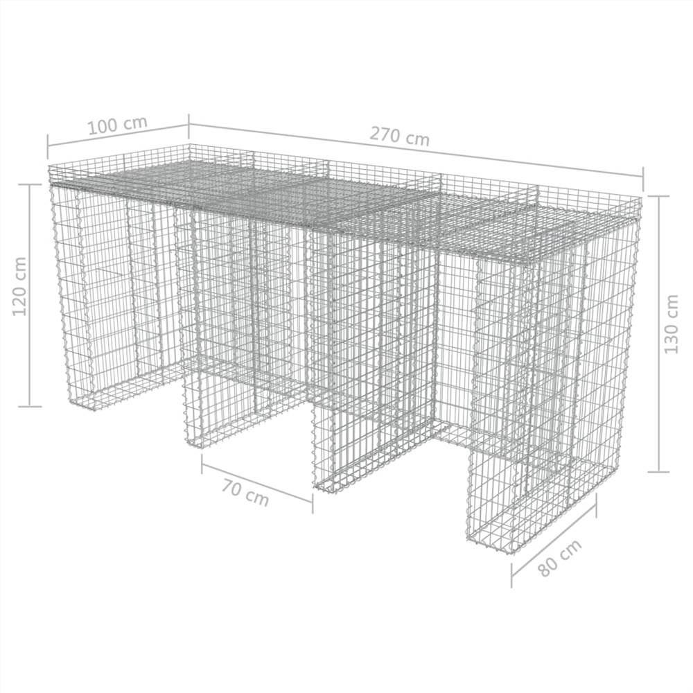 Gabion Wall for Garbage Bin Galvanised Steel 270x100x130 cm
