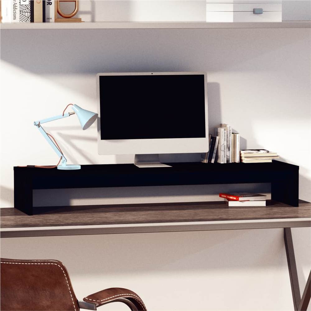 

Monitor Stand Black 100x27x15 cm Solid Wood Pine